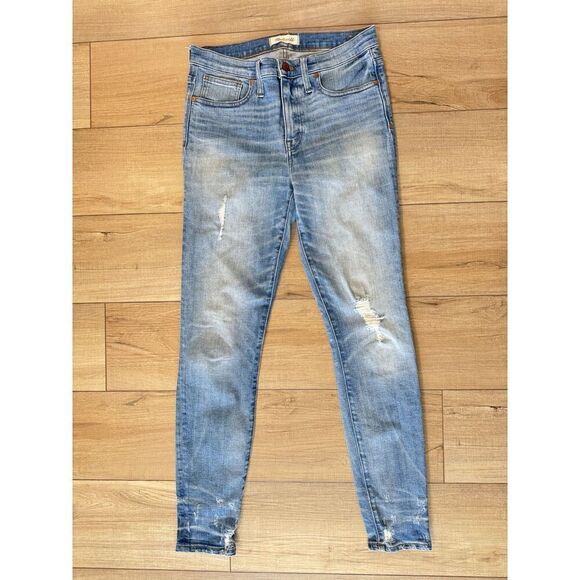 Madewell Jeans 9" High Rise Skinny Womens Size 29 Blue Denim Stretch Distressed - Picture 3 of 4
